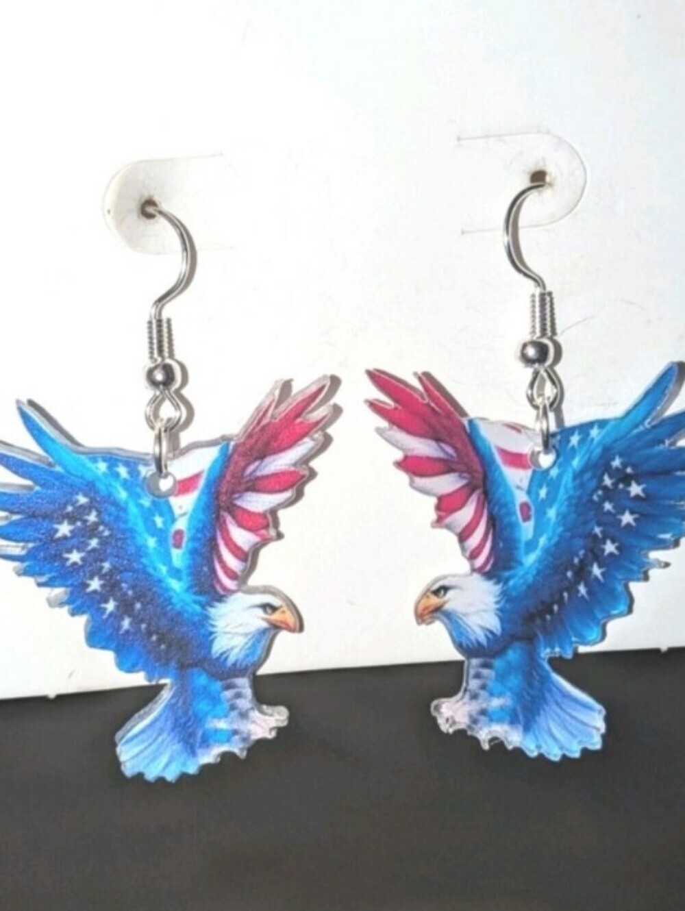 Blue Patriotic Eagle Bird Earrings - Unbranded